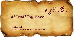 Örmény Bere névjegykártya
